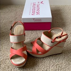 Chinese Laundry Coral Wedges Size 7.5